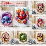 Personagens 3D - 53 Estampas Canecas