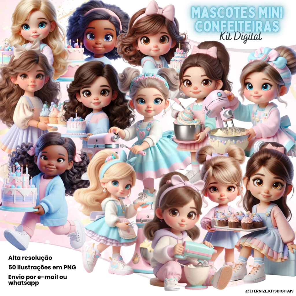 Mascotes Mini Confeiteiras - Kit Digital - Imagem 1