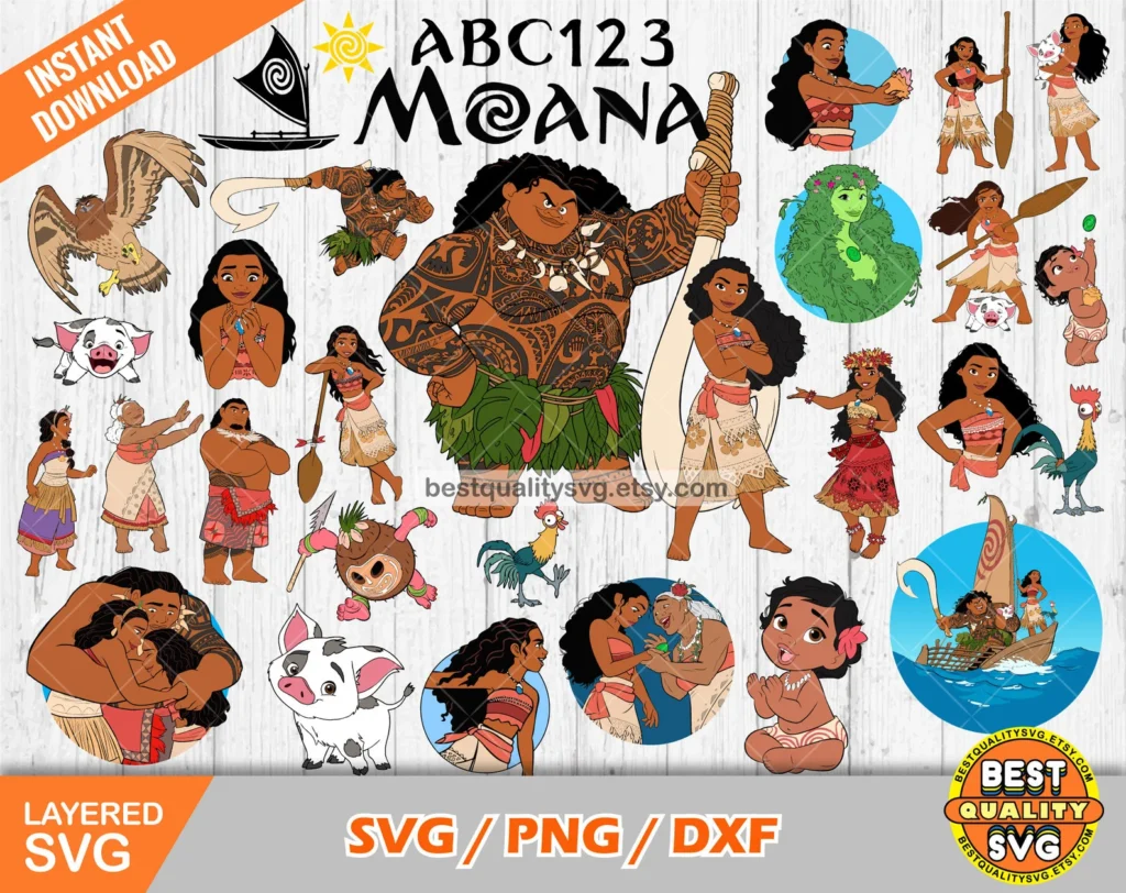 Moana + Alfabeto - Arquivos de Corte - Imagem 1