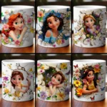 Princesas 3D - 6 Estampas Canecas