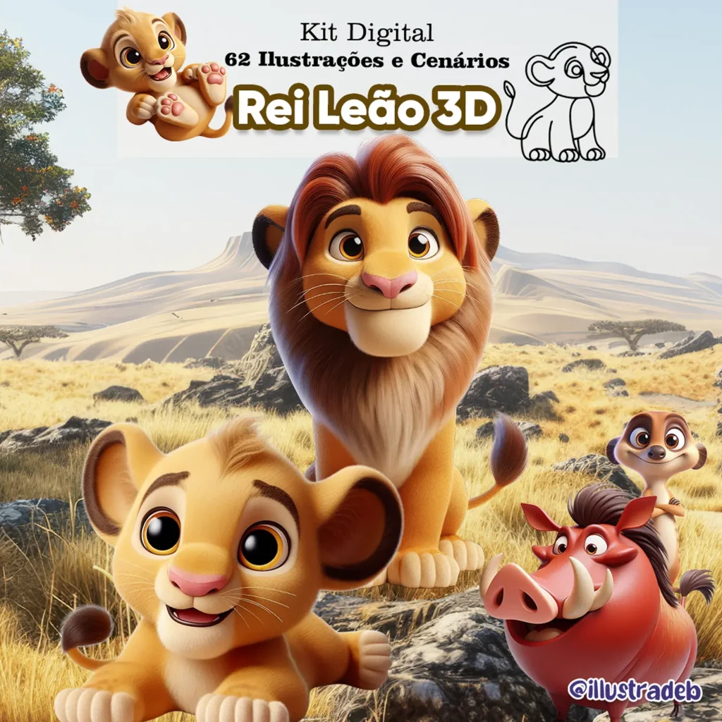 Rei Leão 3D - Kit Digital - Imagem 1