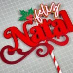 Feliz Natal Folhas - Topo de Bolo