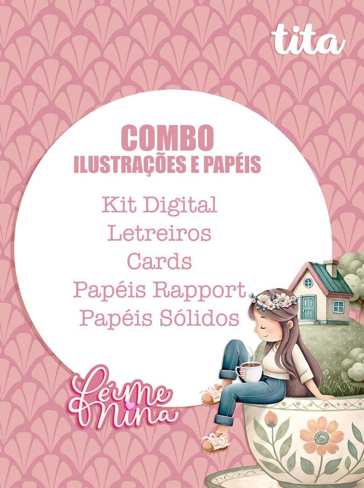 Fé Menina - Combo Ilustrações e Papéis (Tita) - Imagem 1