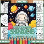 Cute Kawaii Espaço - 245 Pag. - Livro de Colorir