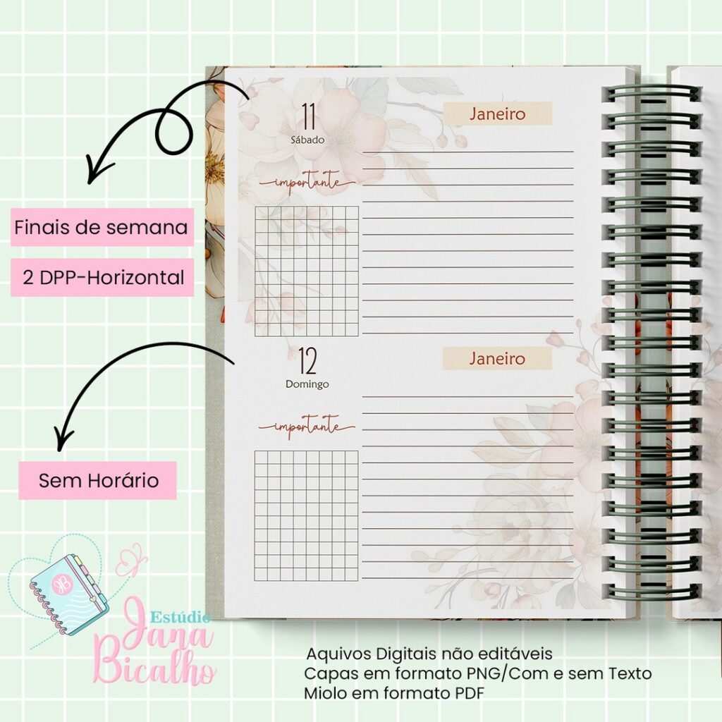 Agenda Datada A5 1DPP - Floral Terrosos (Jana Bicalho) - Imagem 2