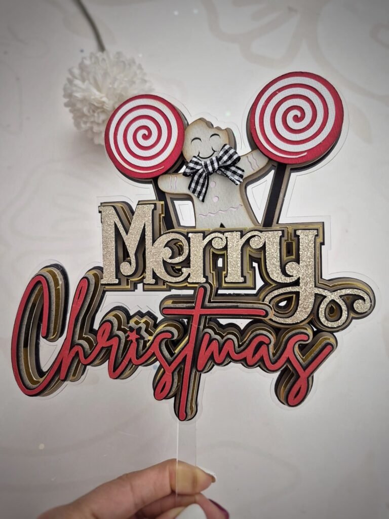 Merry Christmas Biscoito - Topo de Bolo - Imagem 1