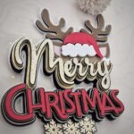 Merry Christmas Rena e Gorro - Topo de Bolo
