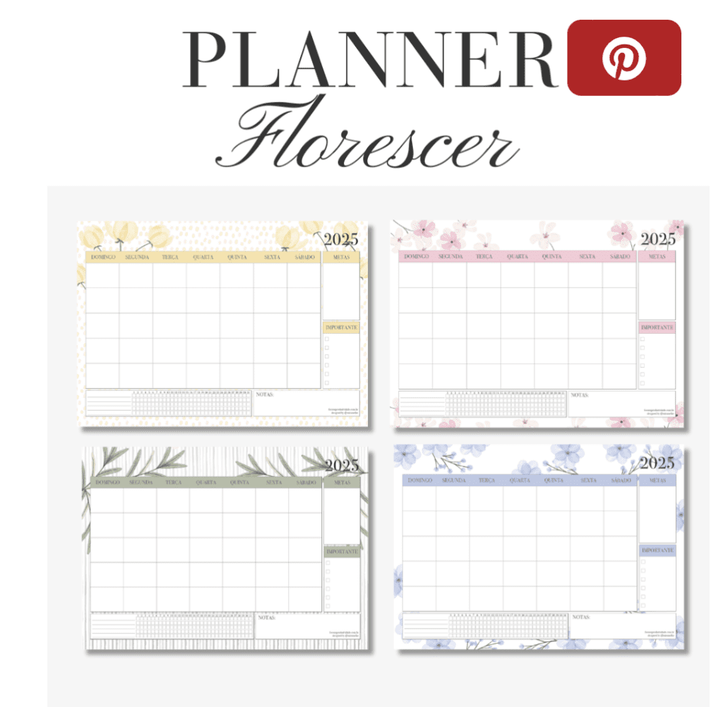 Planner Mensal 2025 Florescer NÃO DATADO - Imagem 1