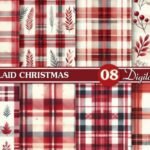 Natal Xadrez, Branco e Vermelho - Kit Digital