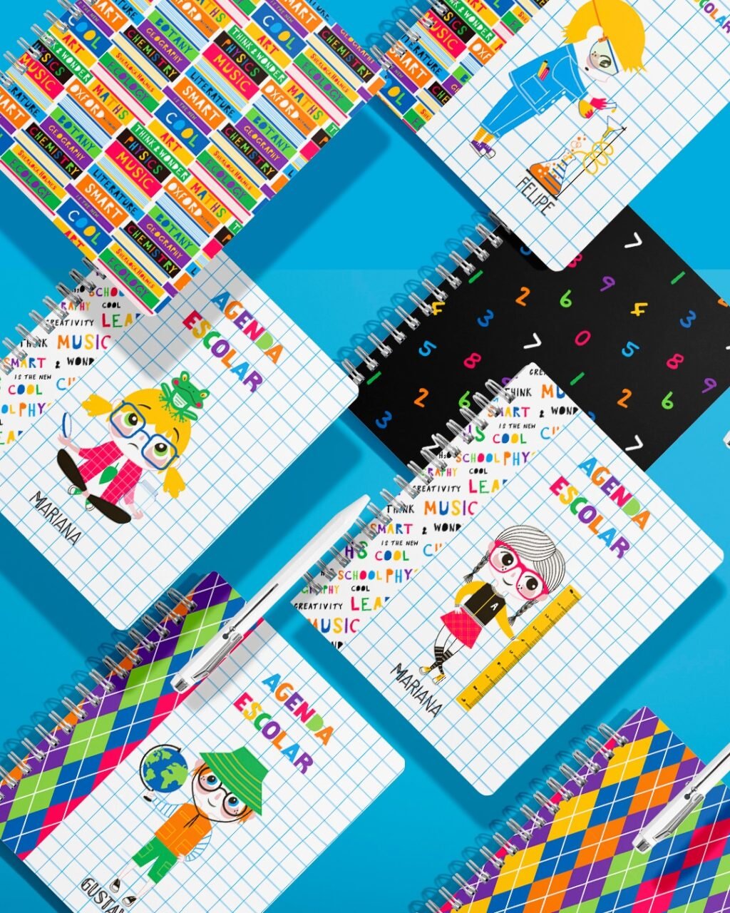 COMBO 13 Capas e 4 Miolos Agenda Escolar Permanente e Datada 2025 (Bicho Papel) - Imagem 2