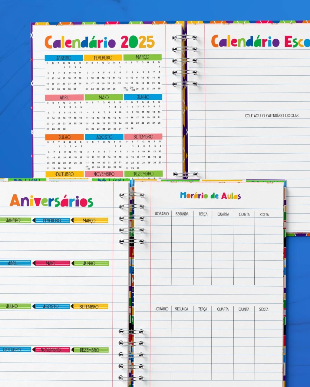COMBO 13 Capas e 4 Miolos Agenda Escolar Permanente e Datada 2025 (Bicho Papel) - Imagem 10