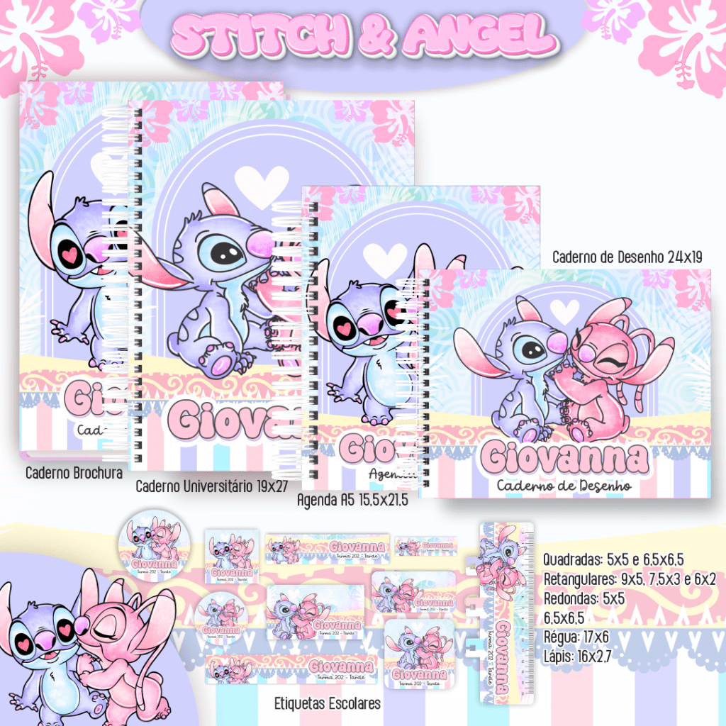 Stitch e Angel - Kit Escolar 2025 - Imagem 1