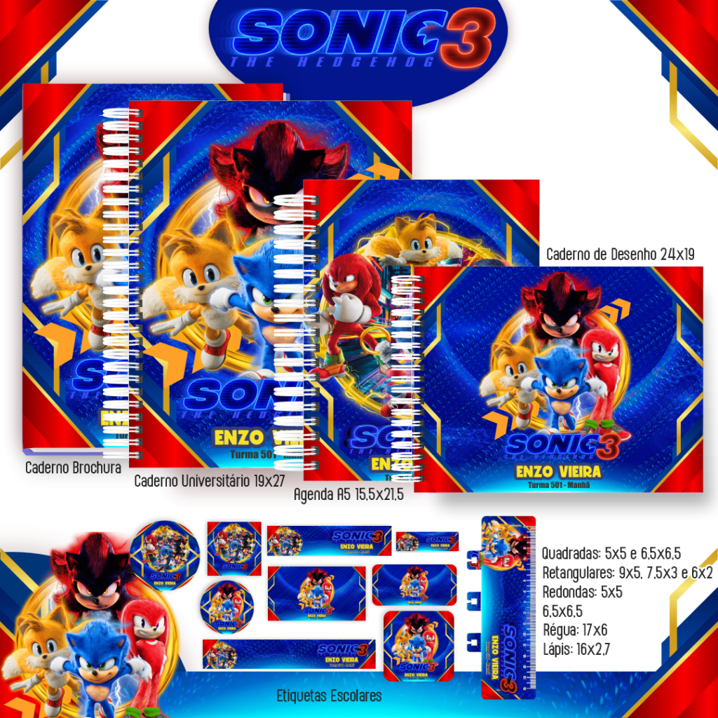 Sonic 3 - Kit Escolar 2025 - Imagem 1