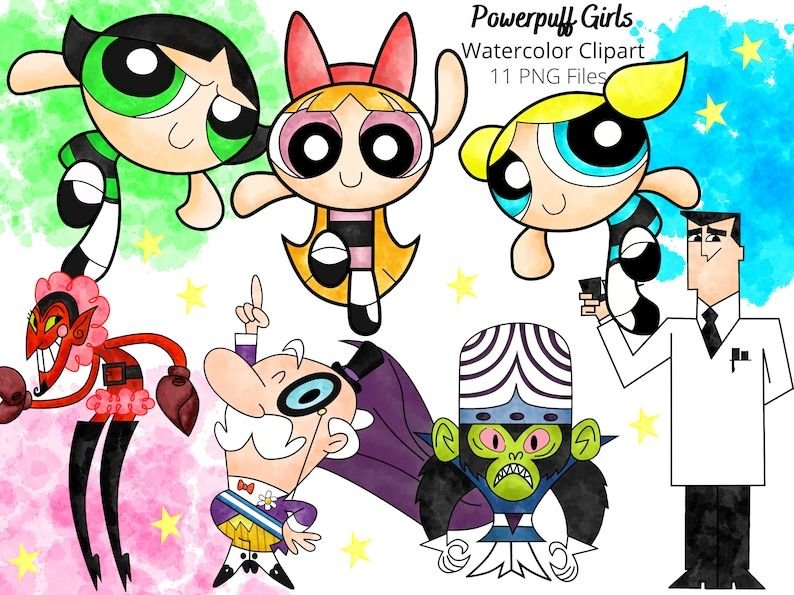 Powerpuff-Watercolor Meninas Super Poderosas - Kit Digital - Imagem 1
