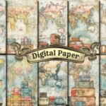 Papeis Vintage Viagem - Kit Digital