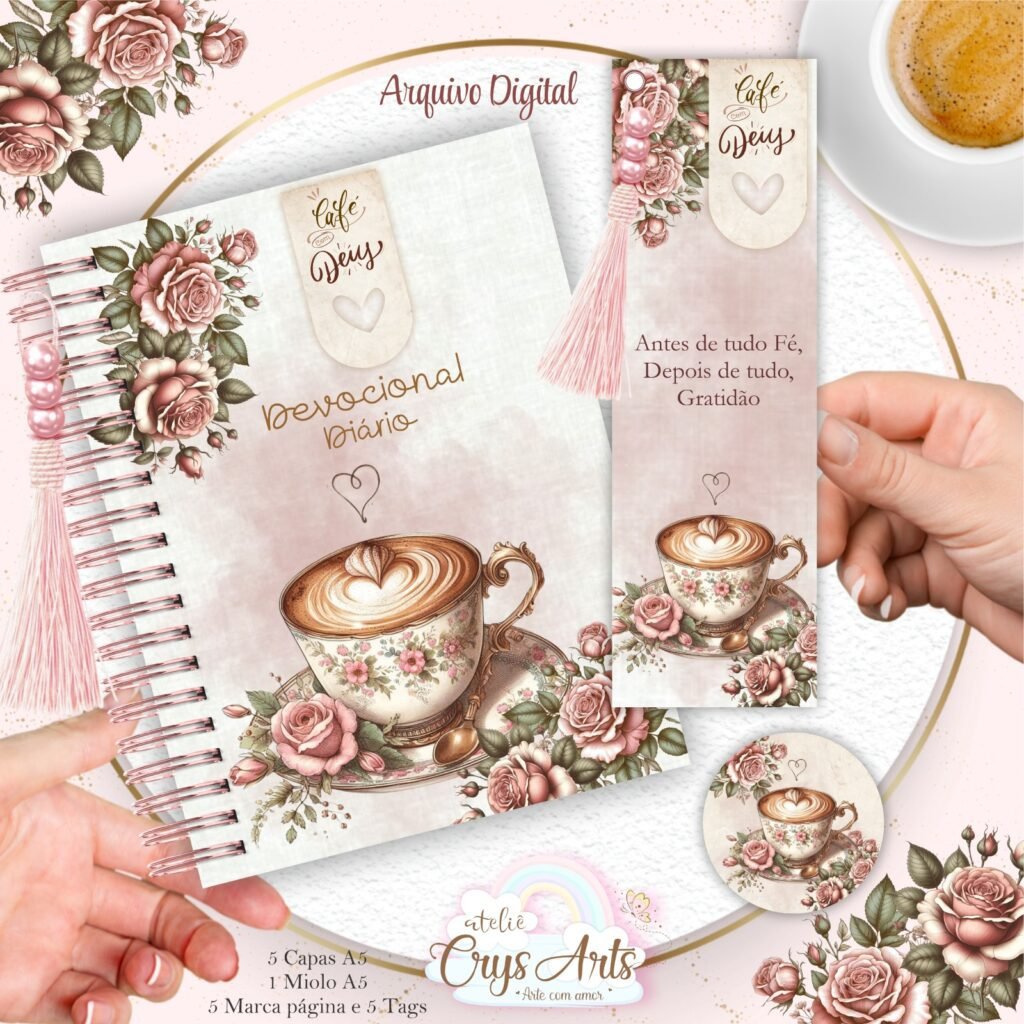 Kit Devocinal Café com Deus Pai - Encadernação (Crys Arts) - Imagem 2