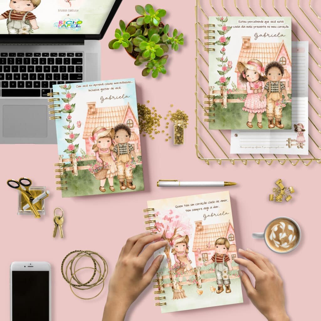 Kit Capas e Miolo Pautado A5 e Universitário Doce Infância - Imagem 1