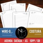 MIOLO Agenda 2025 - A5 - 1DPP/SB | Costura+Folhas - Col. Cute Clean