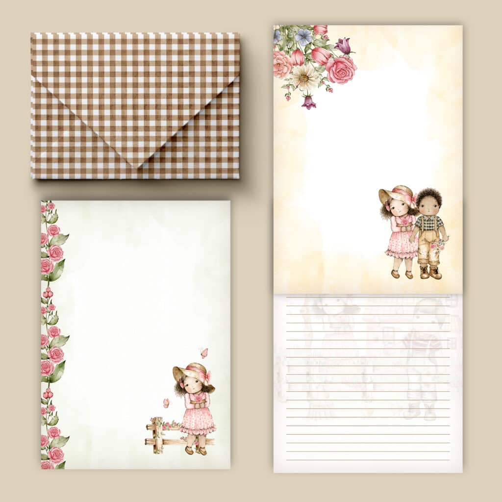 Kit 11 envelopes e 12 papéis de Carta Doce Infância - Imagem 5