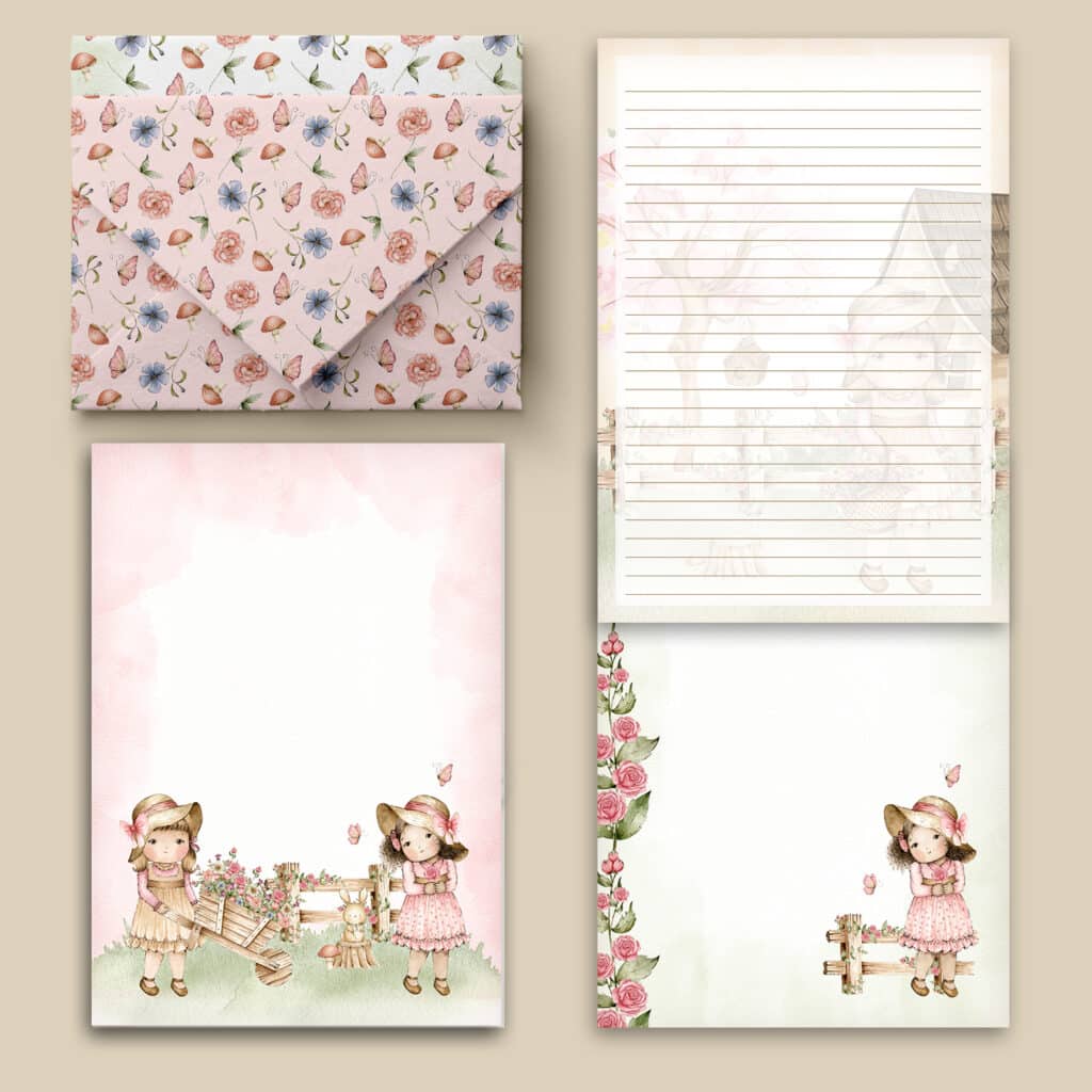 Kit 11 envelopes e 12 papéis de Carta Doce Infância - Imagem 7