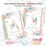 COMBO Alfabeto Dourado – Floral Rosa e Azul (Cute Corte)