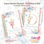 COMBO Alfabeto Dourado – Floral Rosa e Azul (Cute Corte) - Imagem 2