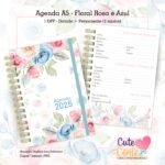 Agenda Datada 2025 - Floral Rosa e Azul - 1DPP (Cute Corte)