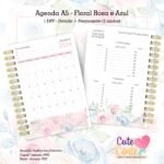 Agenda Datada 2025 - Floral Rosa e Azul - 1DPP (Cute Corte) - Imagem 3