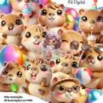 Capivara Kawaii 3D - Kit Digital