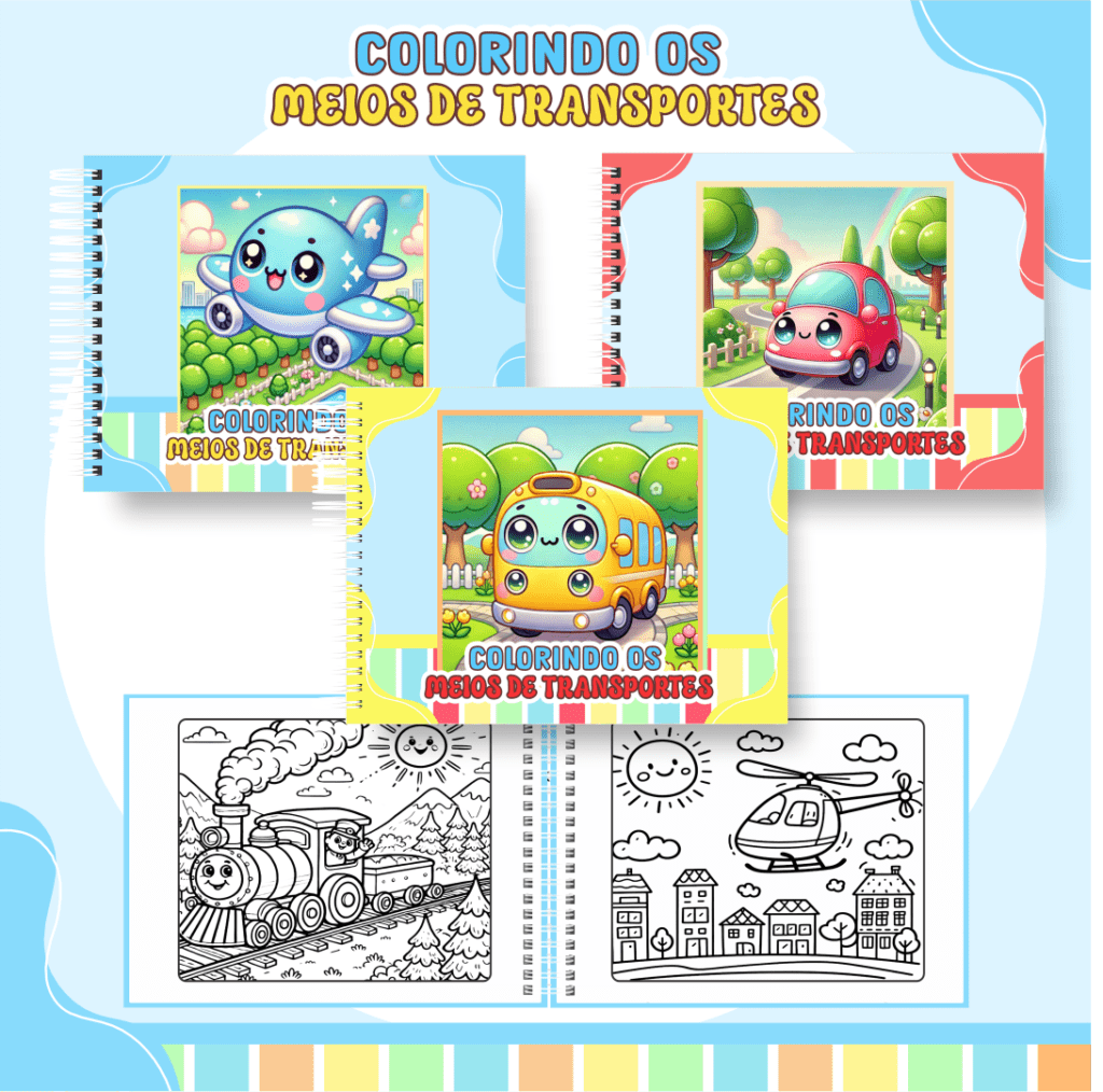 Meios de Transportes - Livro de Colorir (Pamella Vieira) - Imagem 1