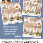 COMBO Tag e Adesivo - Jardim dos Coelhinhos
