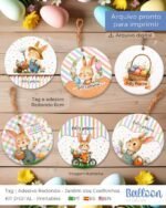 COMBO Tag e Adesivo - Jardim dos Coelhinhos - Imagem 4