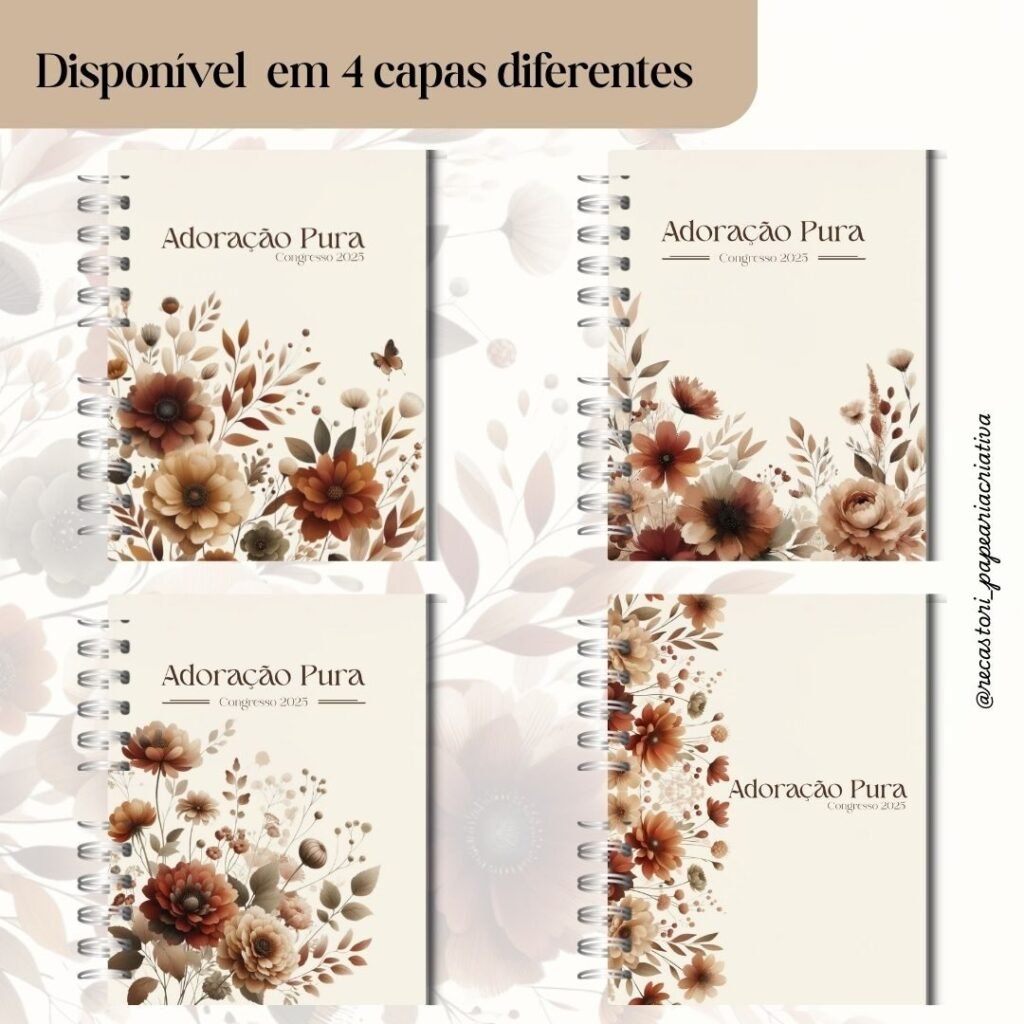 Caderno Congresso 2025 Adoração Pura – COM TEMA – Coleção Floral Outono - Imagem 2