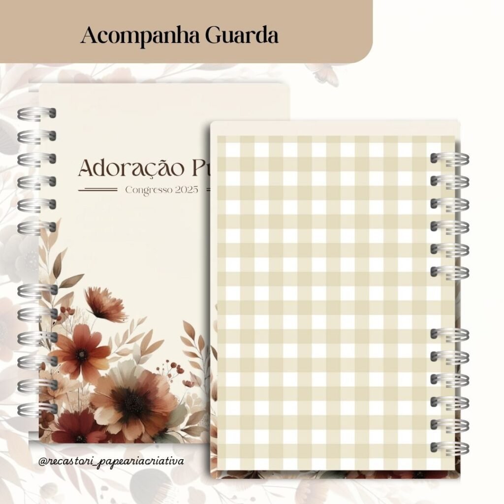 Caderno Congresso 2025 Adoração Pura – COM TEMA – Coleção Floral Outono - Imagem 3