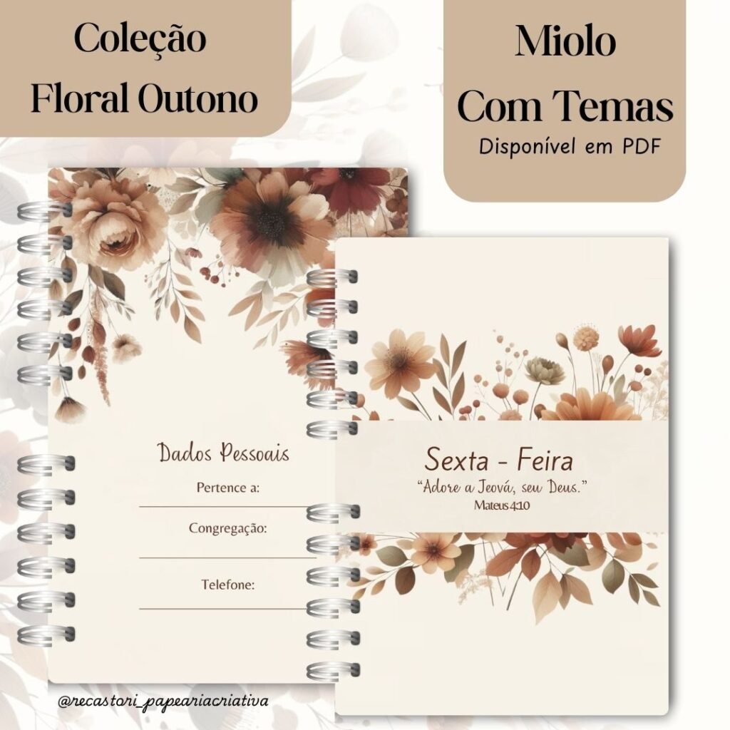 Caderno Congresso 2025 Adoração Pura – COM TEMA – Coleção Floral Outono - Imagem 4