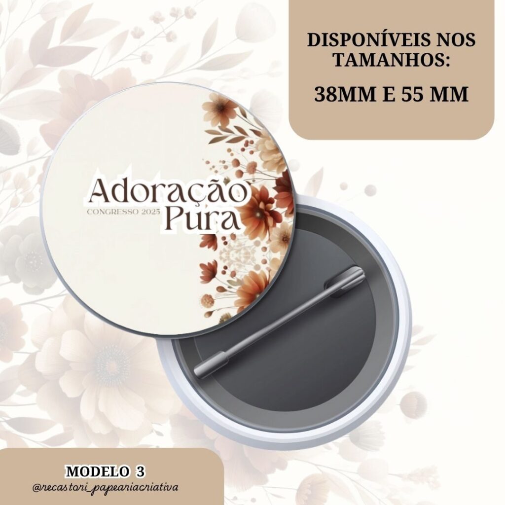 Bottons Congresso 2025 Adoração Pura – Coleção Floral Outono - Imagem 4