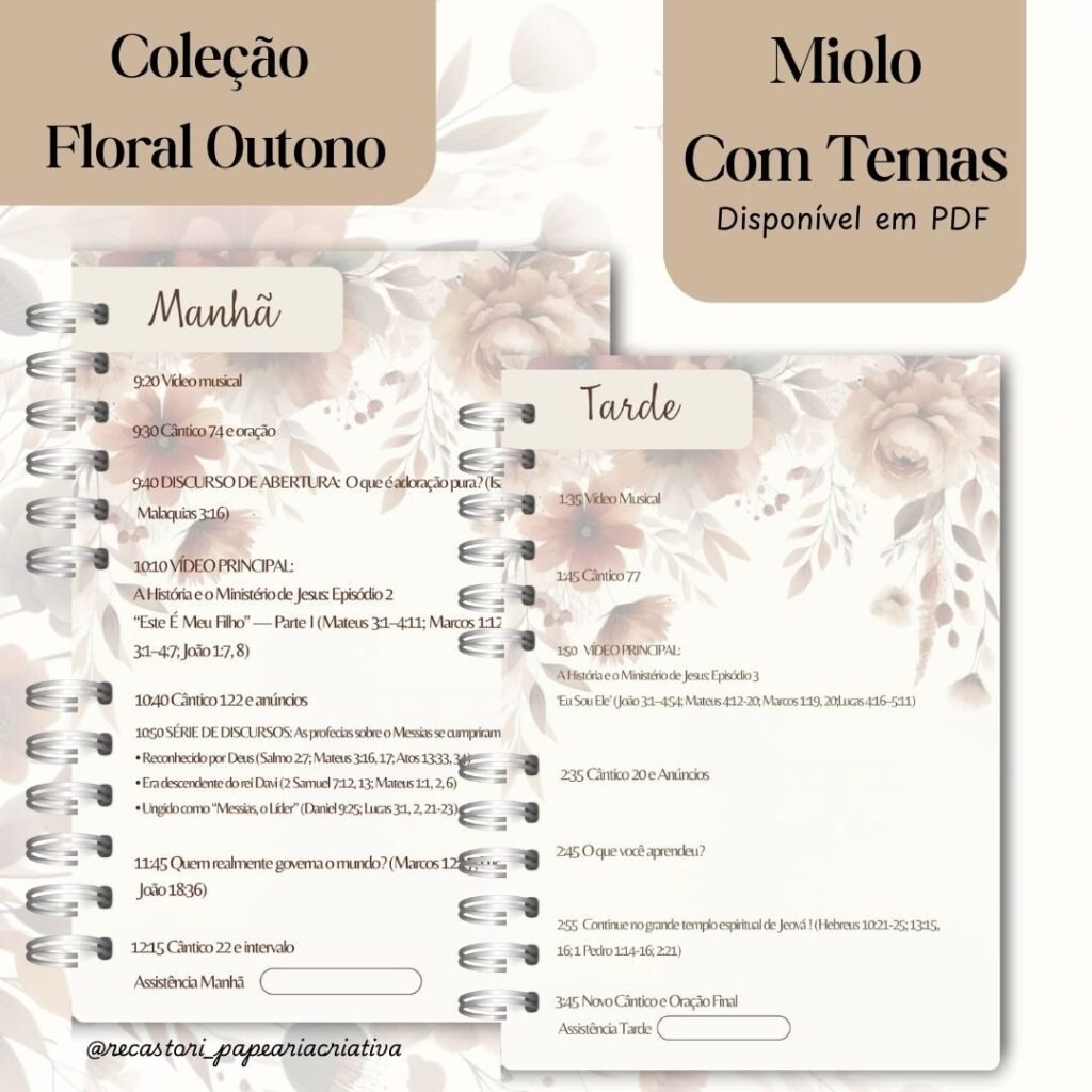 Caderno Congresso 2025 Adoração Pura – COM TEMA – Coleção Floral Outono - Imagem 5