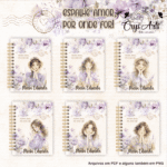 Kit Floral Lilás - Encadernação (Crys Arts)