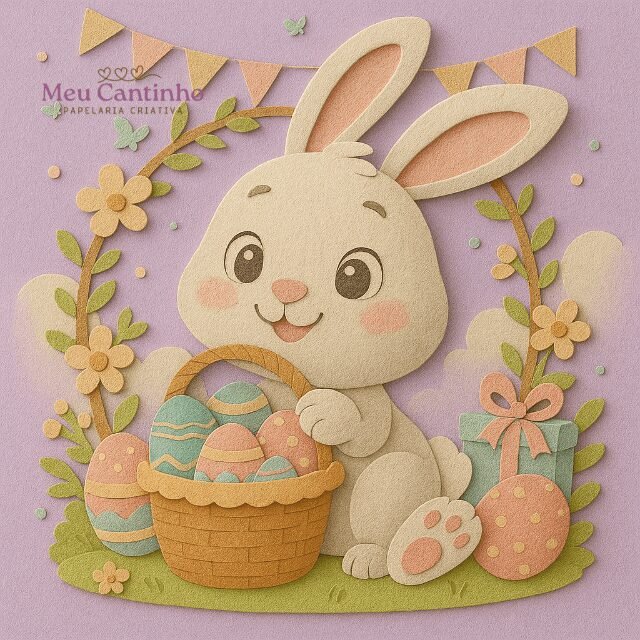 Topo Páscoa 10 - 2025 em camadas Coelhinho da Páscoa 2- Topo de Bolo - Imagem 1