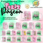 Páscoa Feliz Aquarela - Estampas Canecas