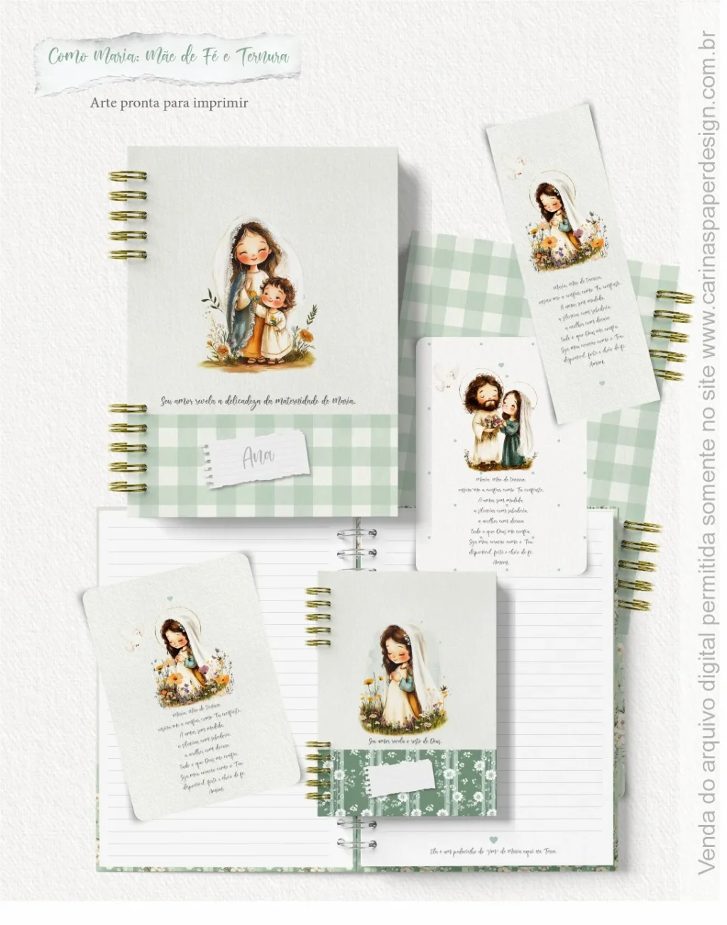 COMBO Pronto para Imprimir: Como Maria Mãe de Fé e Ternura - Dia das Mães (Carinas Paper) - Imagem 1