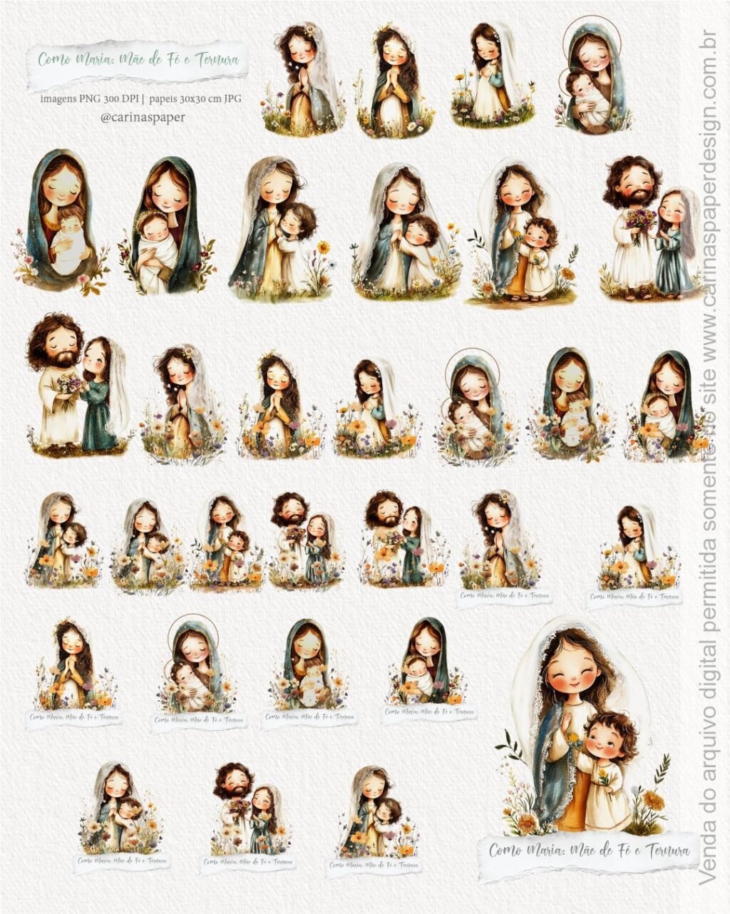 Kit Digital Ilustrações Como Maria: Mãe de Fé e Ternura (Carinas Paper) - Imagem 2