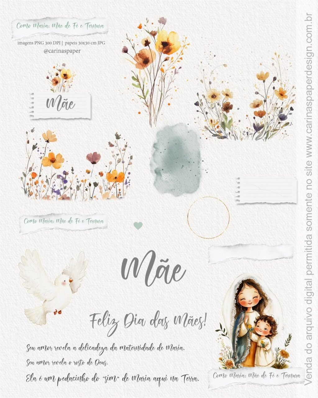 Kit Digital Ilustrações Como Maria: Mãe de Fé e Ternura (Carinas Paper) - Imagem 3