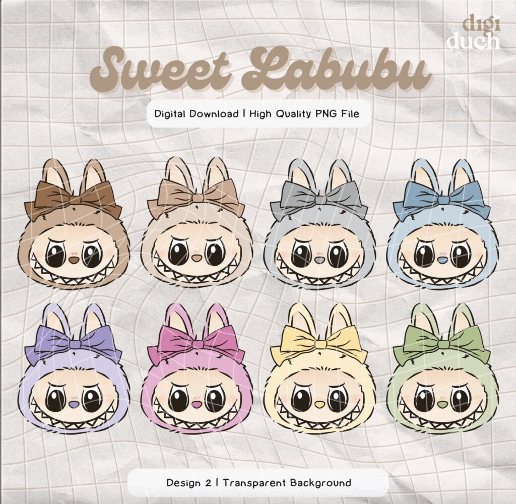 Pacote de 48 cabeças de Labubu PNG - Dia dos Namorados - Imagem 1