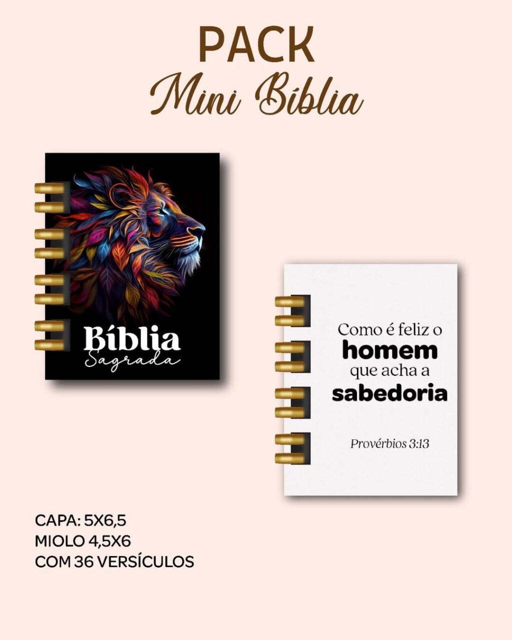 Pack Mini Bíblia Chaveiro + Miolo Versículos - Imagem 2