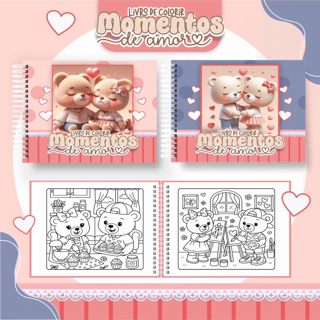 Ursinhos Namorados - Big Livros de Colorir - Imagem 1