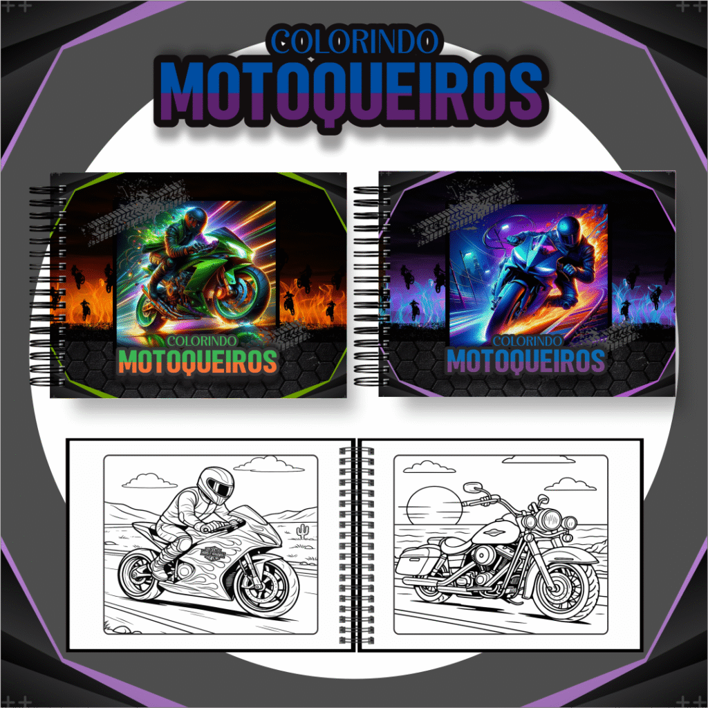 Motoqueiros - Big Livros de Colorir - Imagem 1