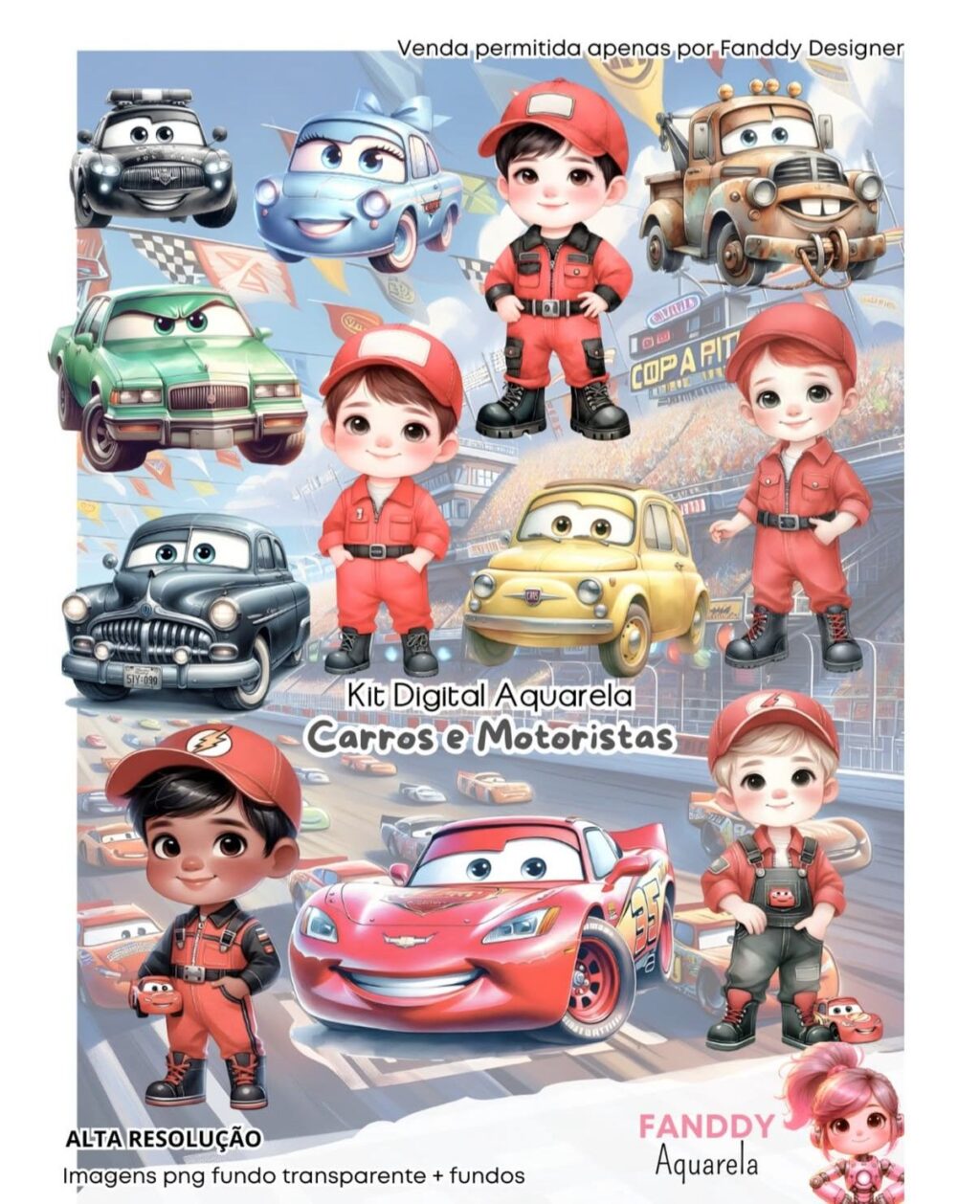 Carros Disney Aquarela - Kit Digital - Imagem 1