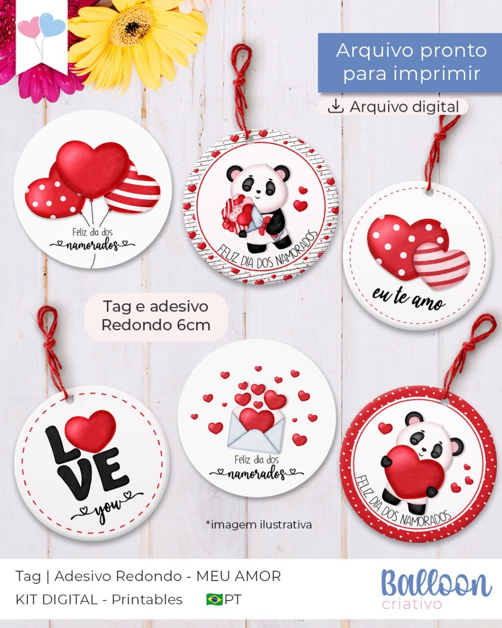 COMBO Tag e Adesivo - MEU AMOR (Balloon) - Imagem 3