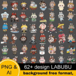 Pacote com 62 designs de Labubu - Kit Digital